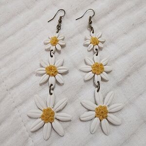 Handmade Daisy Dangle Clay Earrings